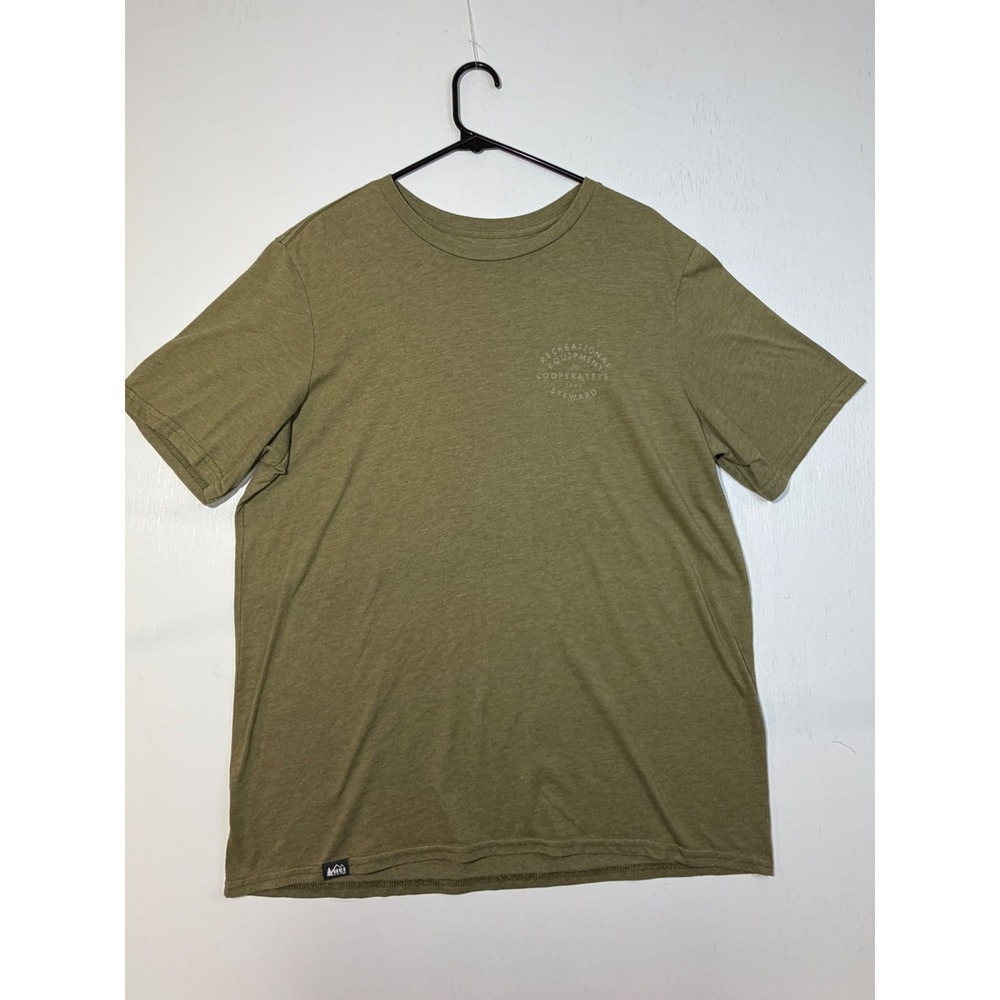 REI Co-op Mens Graphic T-Shirt Olive Green Stewardship Mountain Nature Tee